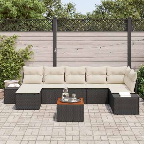 Set vrtnih sofa od 8 dijelova s jastučićima Crni Poly Ratan Akacija Cijena
