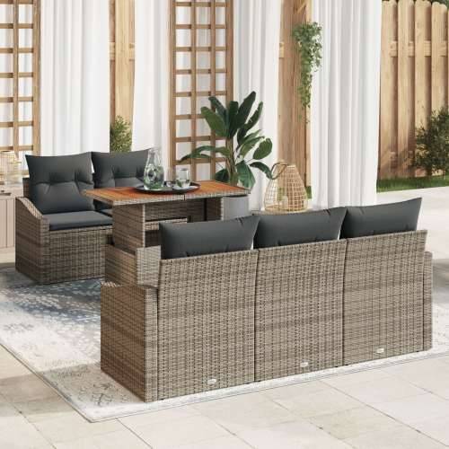 set od 6 komada vrtne garniture s jastučićima siva poly ratan Cijena