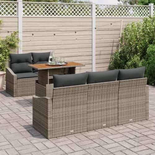 set od 6 komada vrtne garniture s jastučićima siva poly ratan Cijena