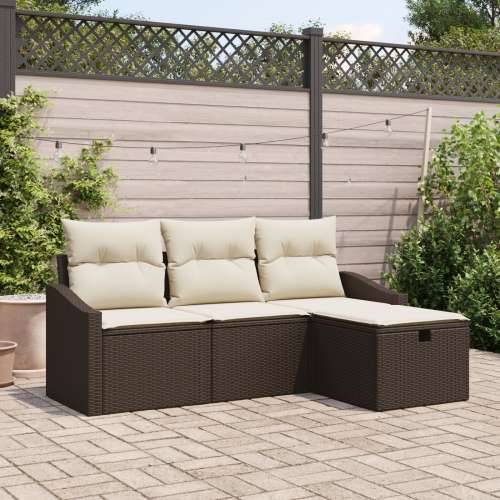 set od 4 komada vrtnih sofa s jastučićima smeđi poli ratan Cijena