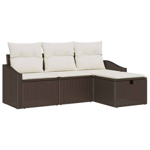 set od 4 komada vrtnih sofa s jastučićima smeđi poli ratan Cijena