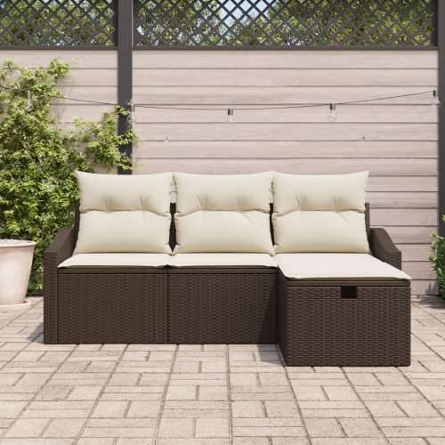 set od 4 komada vrtnih sofa s jastučićima smeđi poli ratan Cijena