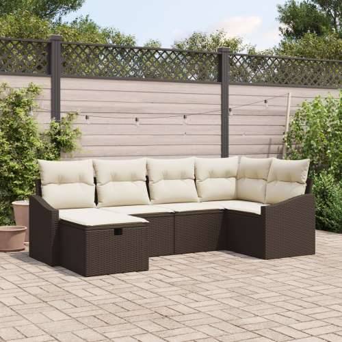 Set od 6 Vrtnih Sofa s Jastučićima Smeđi Poli Ratan Cijena