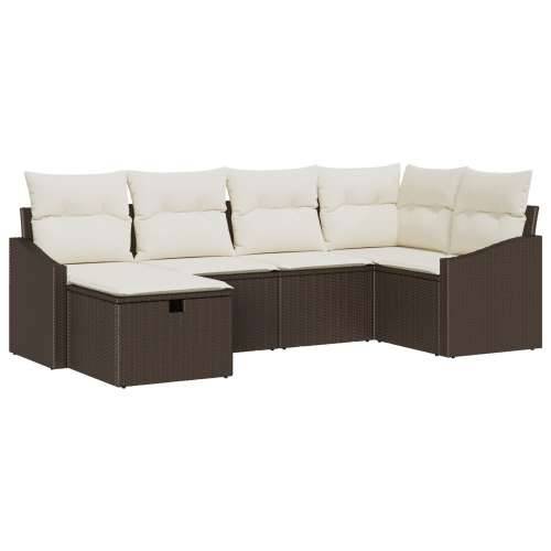 Set od 6 Vrtnih Sofa s Jastučićima Smeđi Poli Ratan Cijena