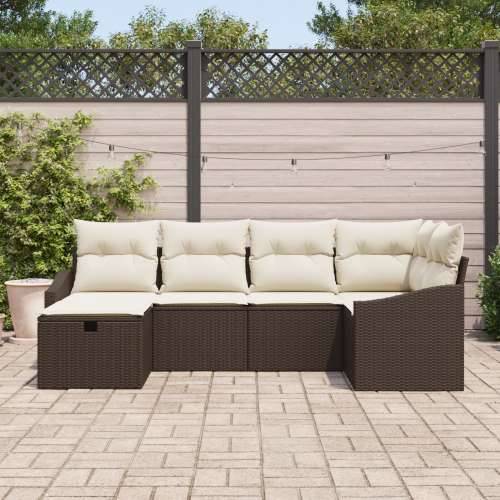 Set od 6 Vrtnih Sofa s Jastučićima Smeđi Poli Ratan Cijena