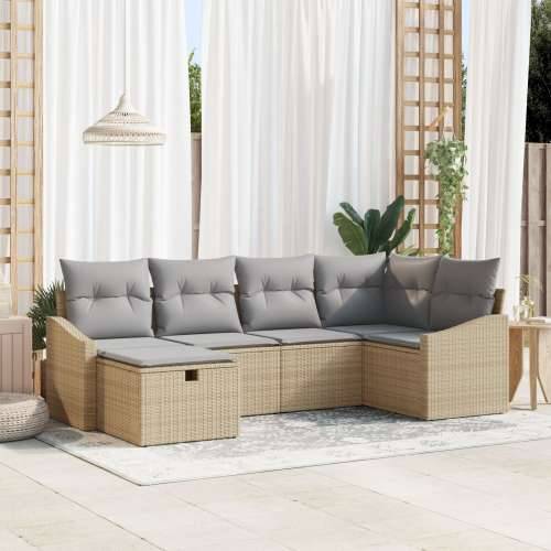 6-dijelni vrtni sofa set s jastučićima bež poli ratan Cijena