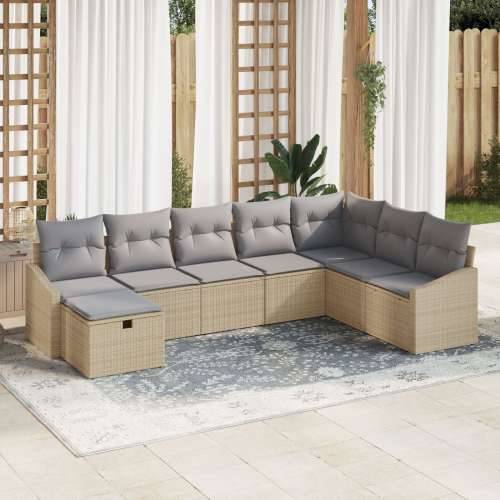 Set od 8 Vrtnih Sofa s Jastucima od Bež Poly Ratana Cijena