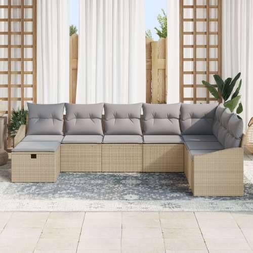 Set od 8 Vrtnih Sofa s Jastucima od Bež Poly Ratana Cijena