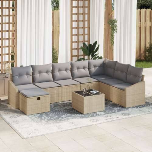 9-dijelni vrtni sofa set s jastučićima bež poliratana Cijena