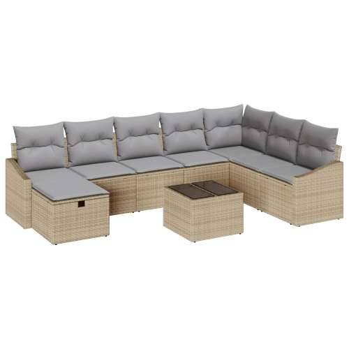 9-dijelni vrtni sofa set s jastučićima bež poliratana Cijena