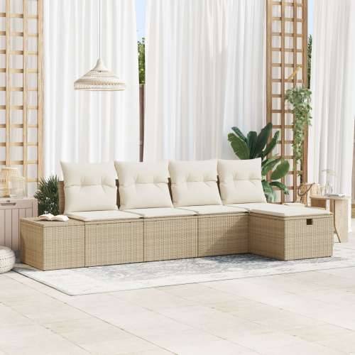 5 komada vrtna sofa set s jastučićima bež poliratan Cijena