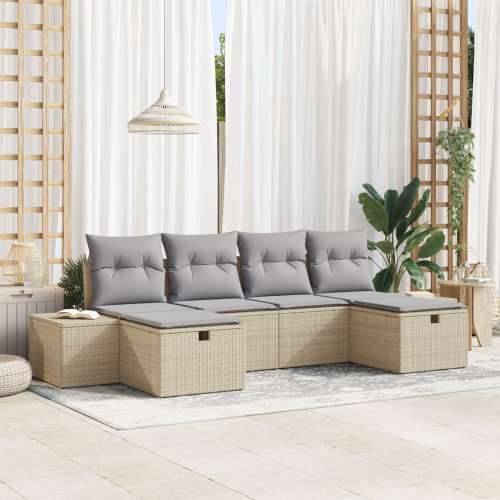 set od 6 komada vrtnih sofa s jastučićima bež poli ratan Cijena