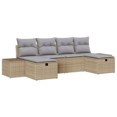 set od 6 komada vrtnih sofa s jastučićima bež poli ratan Cijena