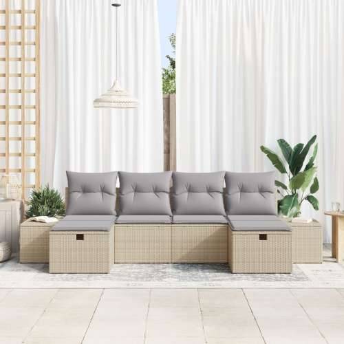 set od 6 komada vrtnih sofa s jastučićima bež poli ratan Cijena