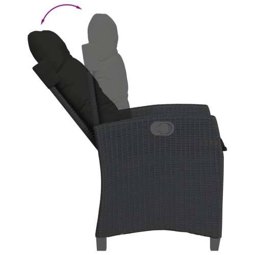 Vrtna garnitura - 5-dijelni vrtni blagovaonski set s jastucima od poliratana crni - 140 x 70 x 74 cm Bez naslona za noge 4 Cijena