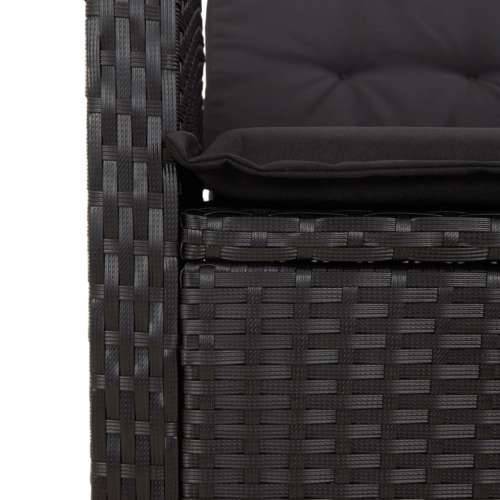 Vrtna garnitura - 5-dijelni vrtni blagovaonski set s jastucima od poliratana crni - 140 x 70 x 74 cm Bez naslona za noge 4 Cijena
