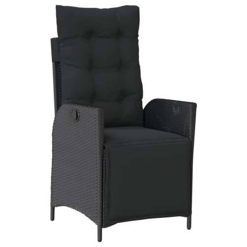 Vrtna garnitura - 7-dijelni vrtni blagovaonski set s jastucima crni od poliratana - 160 x 80 x 74 cm Sa naslonom za noge 6 Cijena