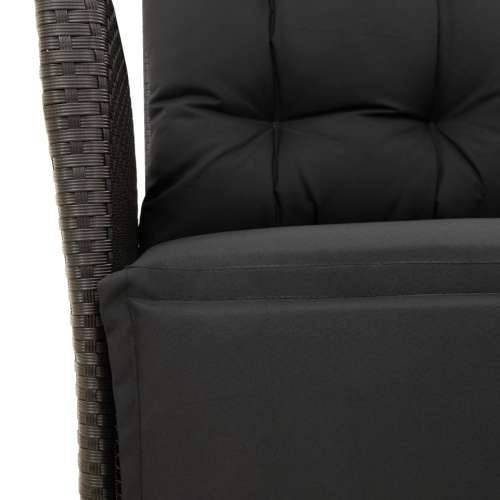 Vrtna garnitura - 7-dijelni vrtni blagovaonski set s jastucima crni od poliratana - 160 x 80 x 74 cm Sa naslonom za noge 6 Cijena