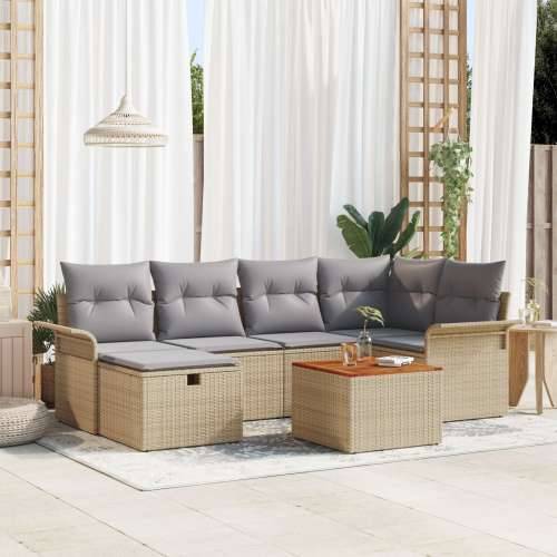 7-dijelni vrtni sofa set s jastučićima Bež Poli ratan Cijena