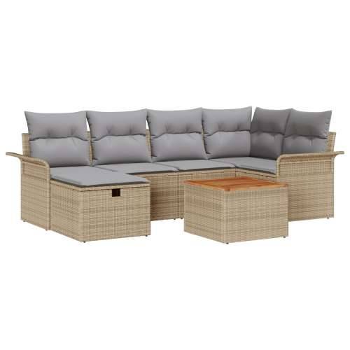 7-dijelni vrtni sofa set s jastučićima Bež Poli ratan Cijena