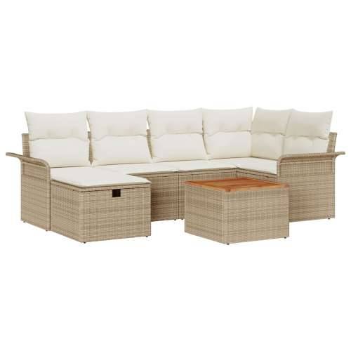 Set vrtnih sofa od 7 komada s jastucima Bež Poli Ratan Cijena
