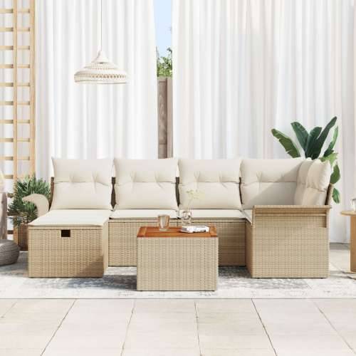 Set vrtnih sofa od 7 komada s jastucima Bež Poli Ratan Cijena