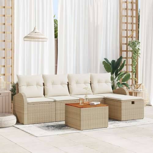 6-dijelni vrtni sofa set s jastučićima bež poly ratan Cijena