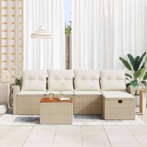 6-dijelni vrtni sofa set s jastučićima bež poly ratan Cijena