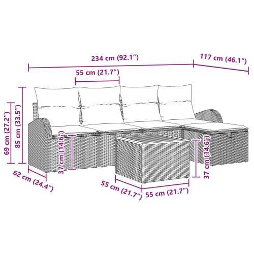 6-dijelni vrtni sofa set s jastučićima bež poly ratan Cijena