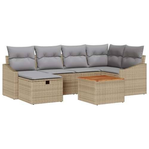 7 komada set vrtnih sofa s jastučićima bež poli ratan Cijena