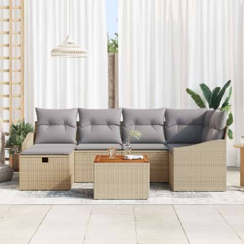7 komada set vrtnih sofa s jastučićima bež poli ratan Cijena