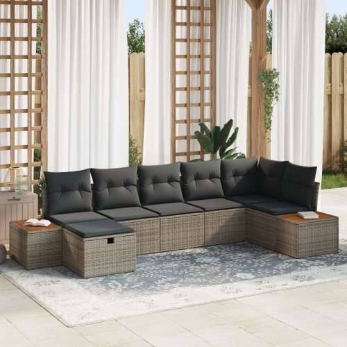 Set vrtnih sofa sa jastučićima Sivi Poli Ratan Cijena