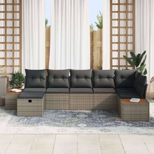 Set vrtnih sofa sa jastučićima Sivi Poli Ratan Cijena