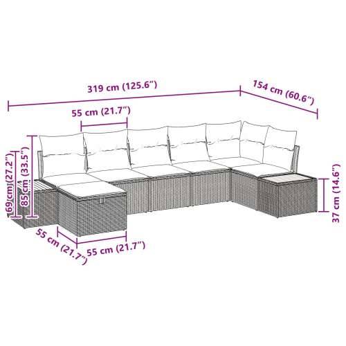 Set vrtnih sofa sa jastučićima Sivi Poli Ratan Cijena
