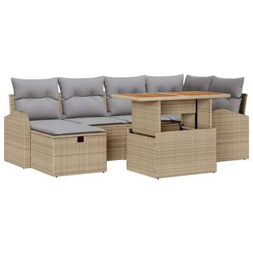 7-dijelni vrtni sofa set s jastučićima bež poli rattan Cijena