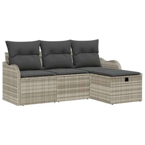 Set vrtnih sofa od 4 dijela s jastučićima svjetlosiva poli ratan Cijena