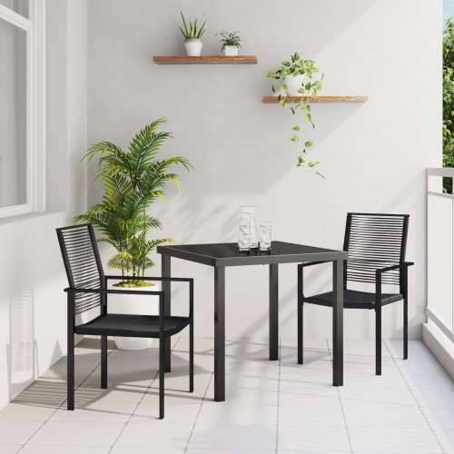 set od 3 komada vrtnih blagovaonskih stolova Crna PVC ratan Cijena