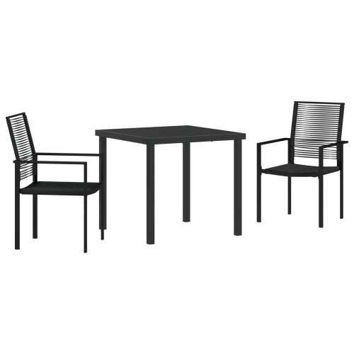 set od 3 komada vrtnih blagovaonskih stolova Crna PVC ratan Cijena