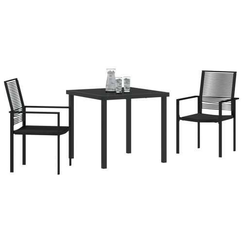 set od 3 komada vrtnih blagovaonskih stolova Crna PVC ratan Cijena