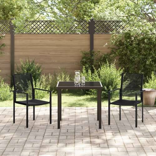 set od 3 komada vrtnih blagovaonskih stolova Crna PVC ratan Cijena