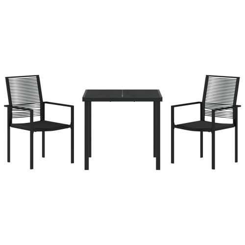 set od 3 komada vrtnih blagovaonskih stolova Crna PVC ratan Cijena
