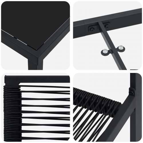 set od 3 komada vrtnih blagovaonskih stolova Crna PVC ratan Cijena