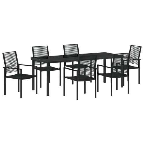 Vrtna garnitura - 7-dijelni vrtni blagovaonski set Crni PVC ratan Cijena