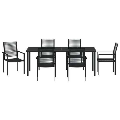 Vrtna garnitura - 7-dijelni vrtni blagovaonski set Crni PVC ratan Cijena