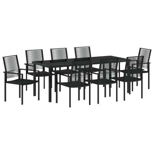 Set od 9 komada vrtnih stolova Crni PVC ratan Cijena