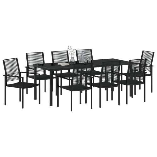 Set od 9 komada vrtnih stolova Crni PVC ratan Cijena