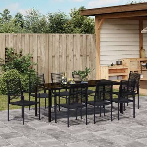 Set od 9 komada vrtnih stolova Crni PVC ratan Cijena