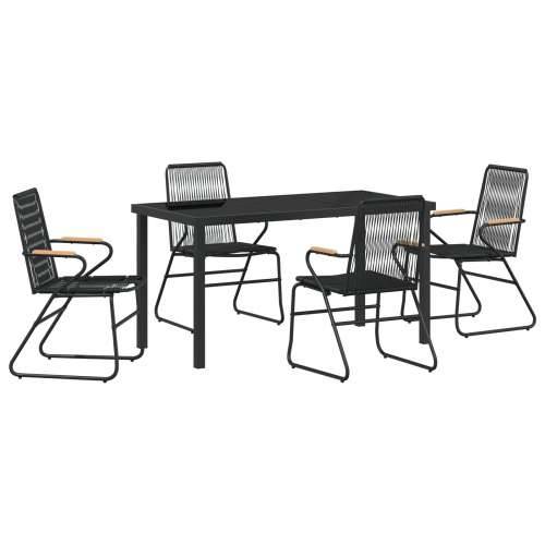 blagovaonski stol i stolice u vrtu 5 komada Crni PVC rattan Cijena