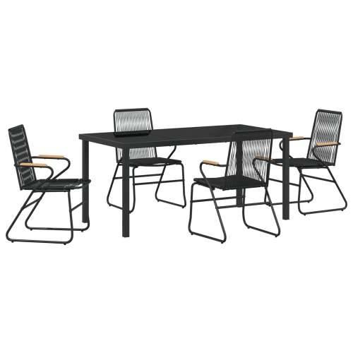 5-dijelni set vrtne blagovaonice crni PVC ratan Cijena