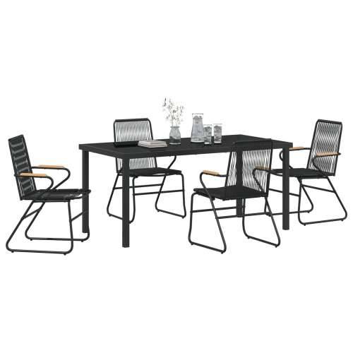 5-dijelni set vrtne blagovaonice crni PVC ratan Cijena